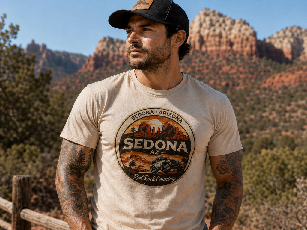 Sedona AZ Vintage Jeep T-Shirt — Red Rock Country Souvenir Tee